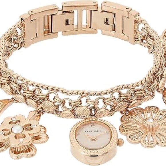 Anne Klein Women's Premium Crystal Accented Charm Bracelet Watch - Picture 1 of 5